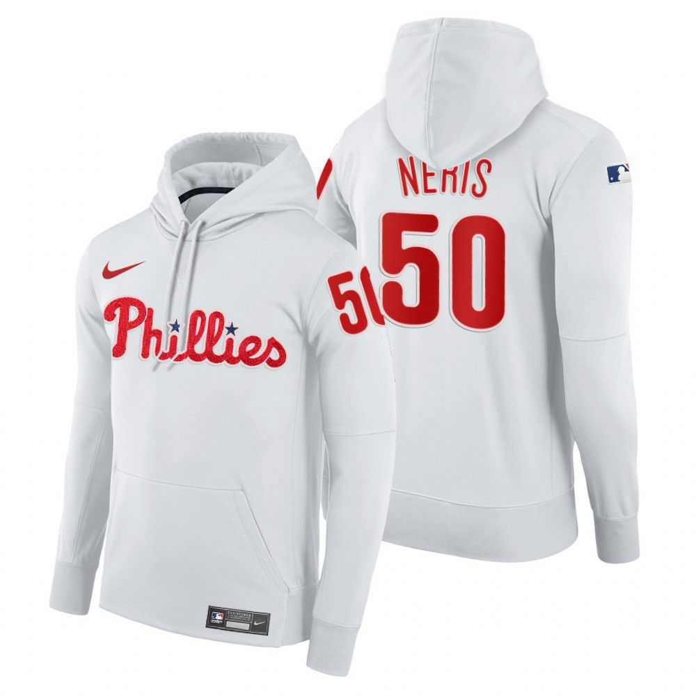 Men Philadelphia Phillies 50 Neris white home hoodie 2021 MLB Nike Jerseys